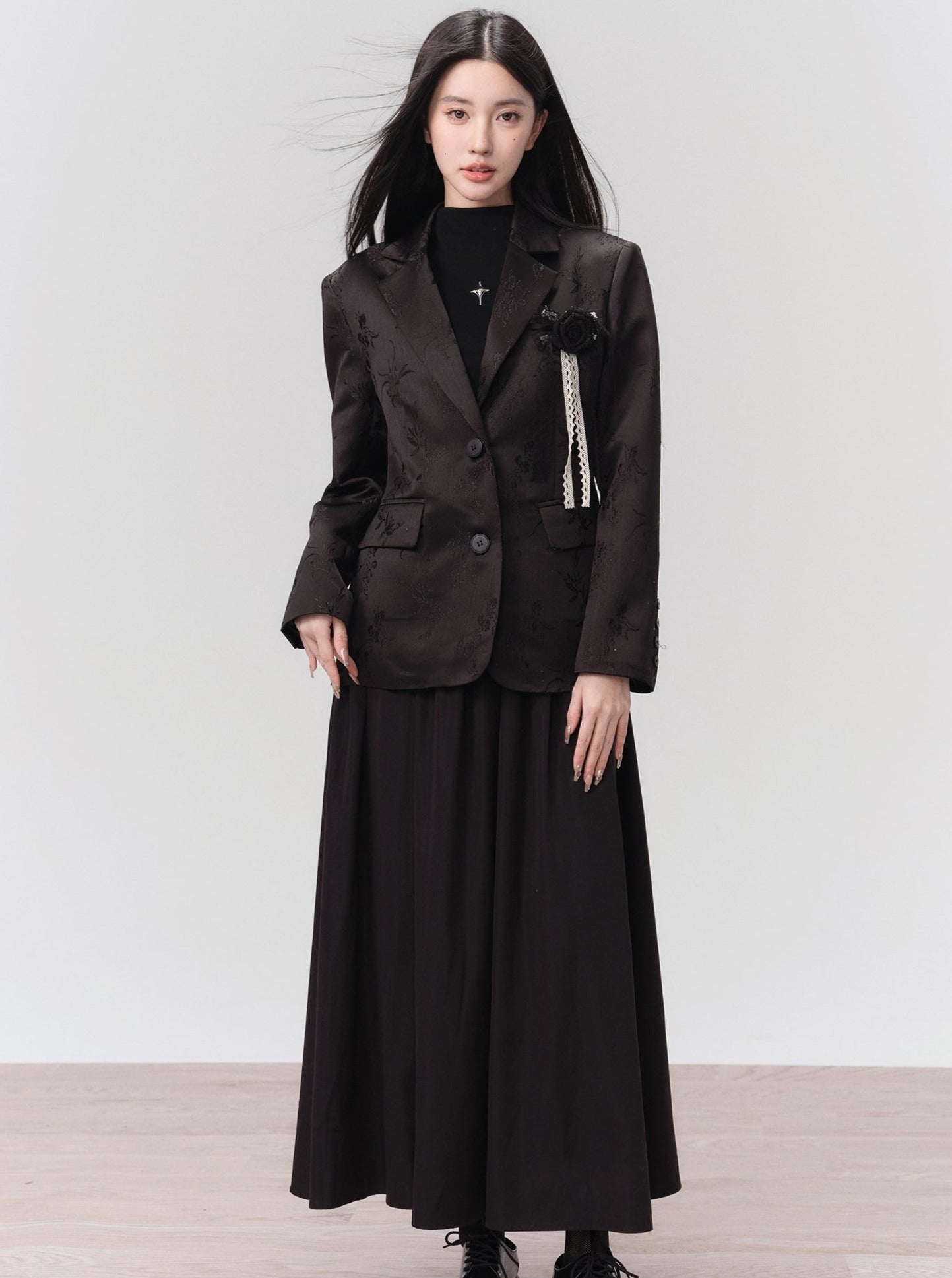 Gothic High-neck Cross Embellished Maxi Dress