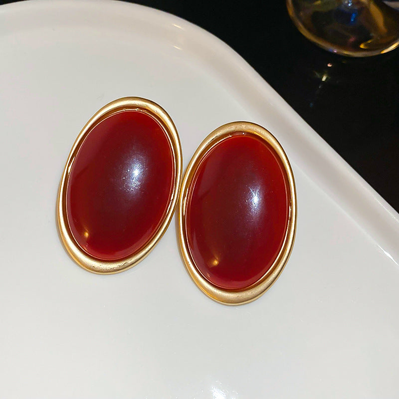 Margaret Retro Oval Drop Earrings