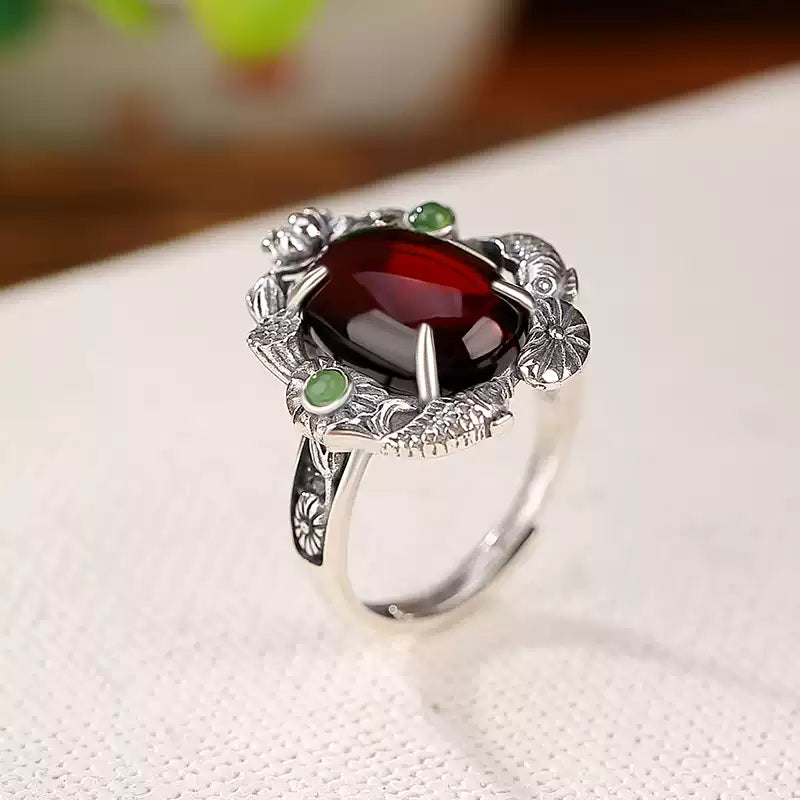 Garnet Jade Accent Ring