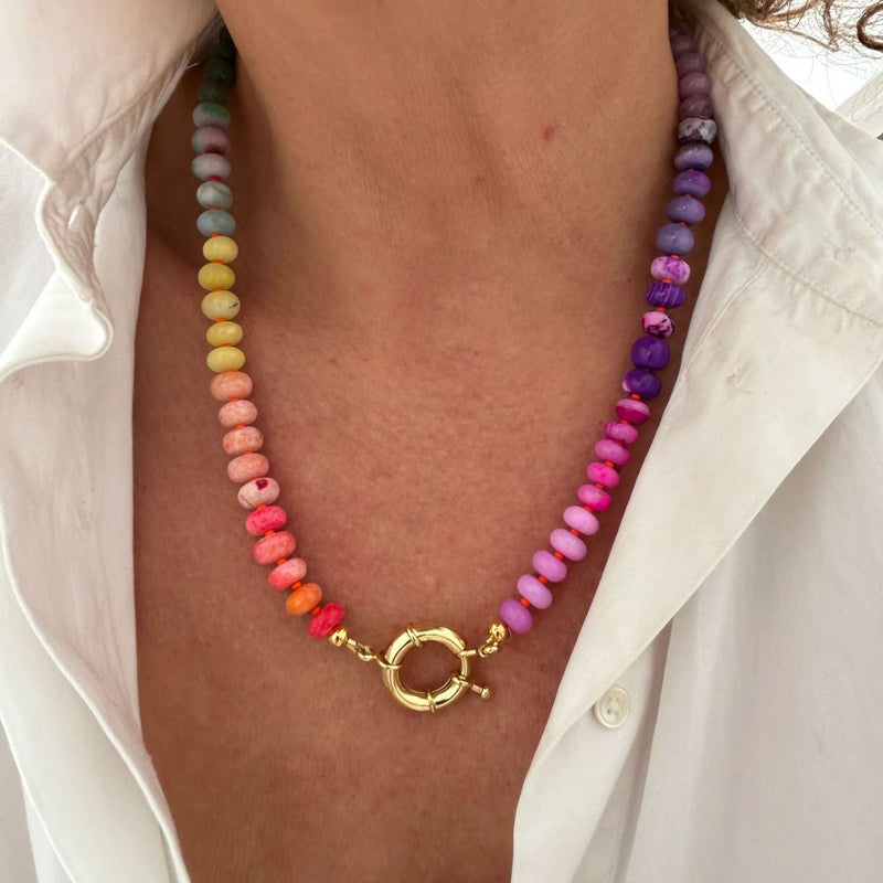 Mixed Gemstone Rainbow Necklace