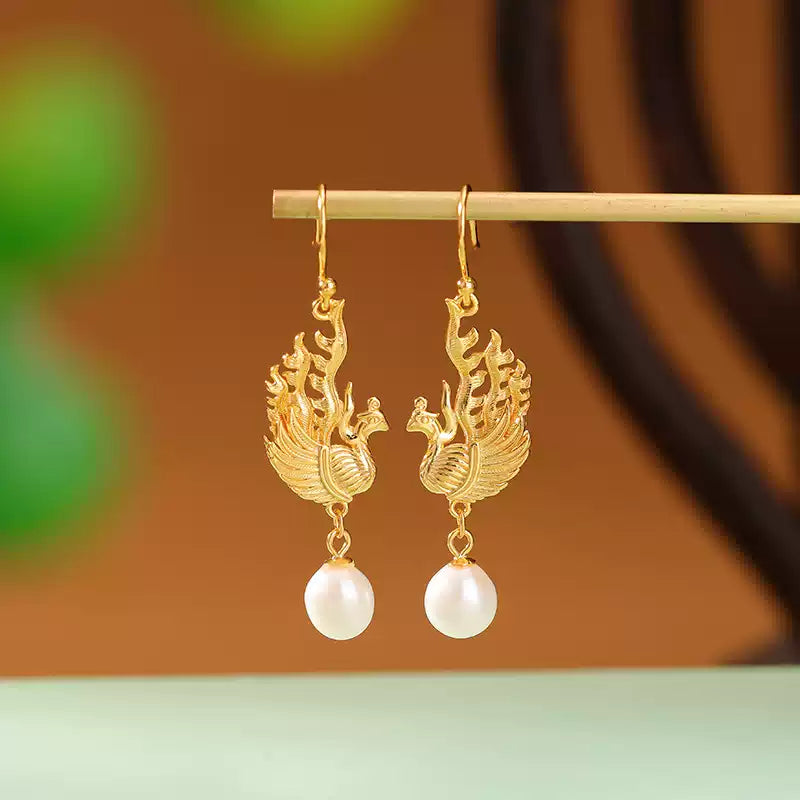 Pearl Phoenix Dangle Earrings
