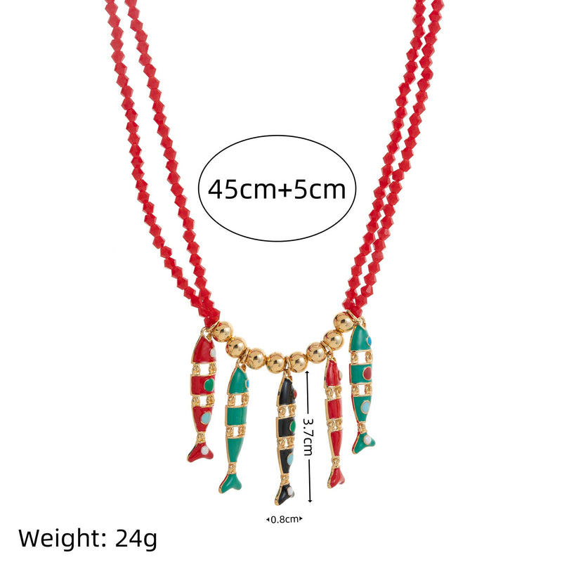 Ashlynne Enamel Koi Charm Necklace