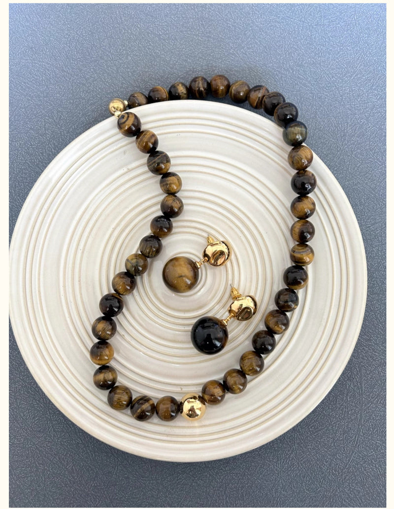 Aria Tiger Eye Necklace Set