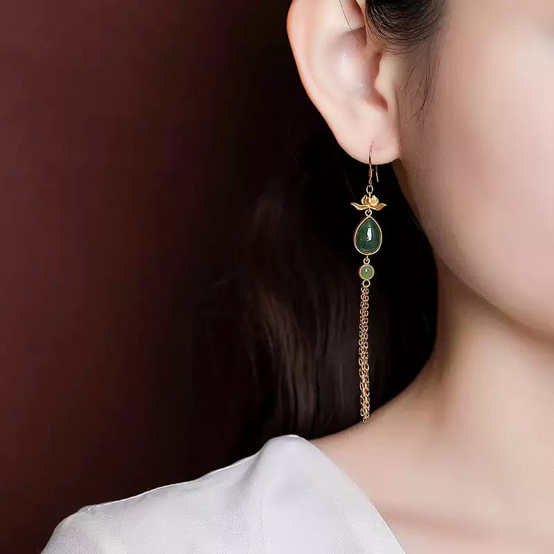 Juliet Emerald Elegance Tassel Earrings