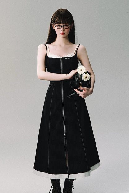 Zip Front Corset Midi Dress