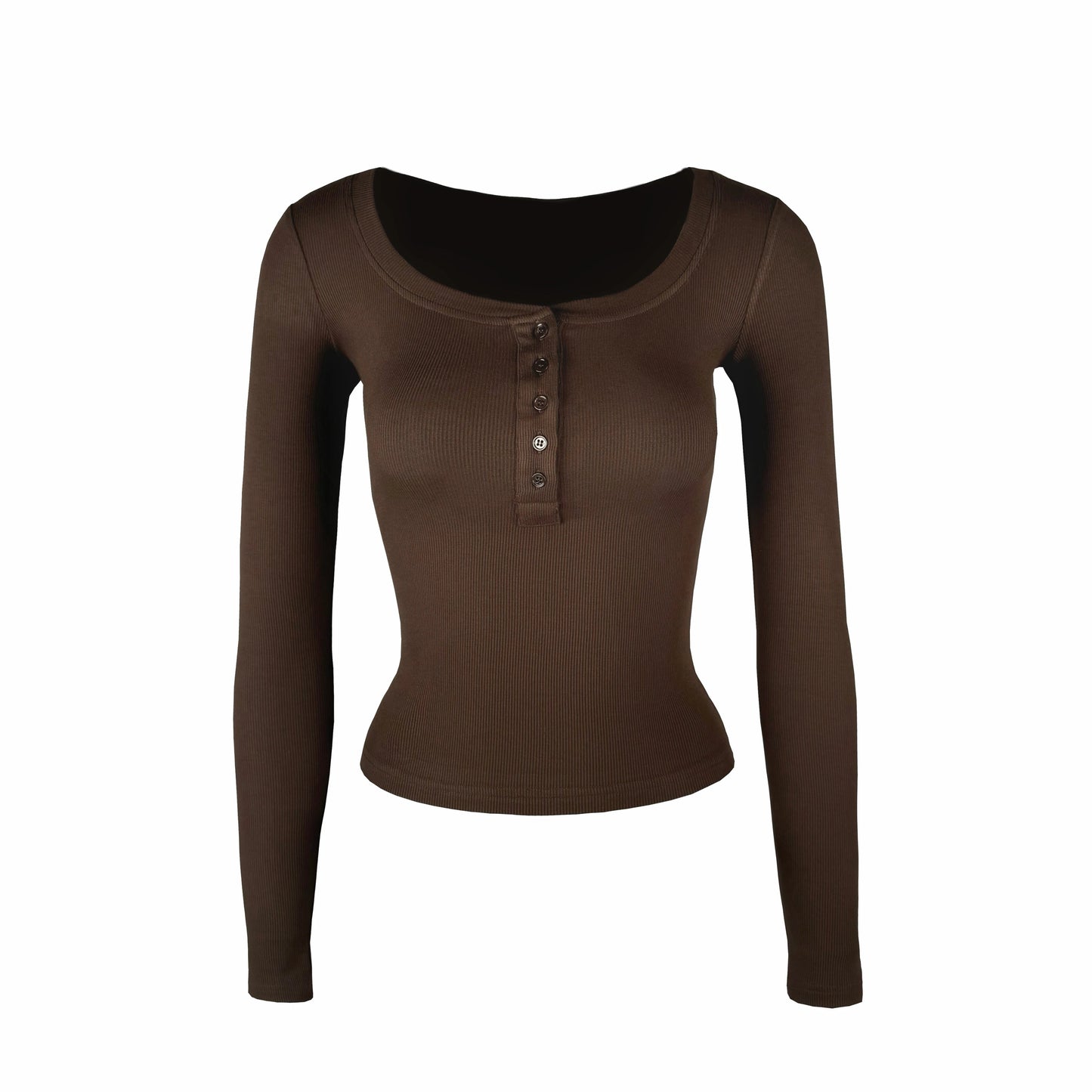 U-neck Slim-fit Long-sleeve T-shirt