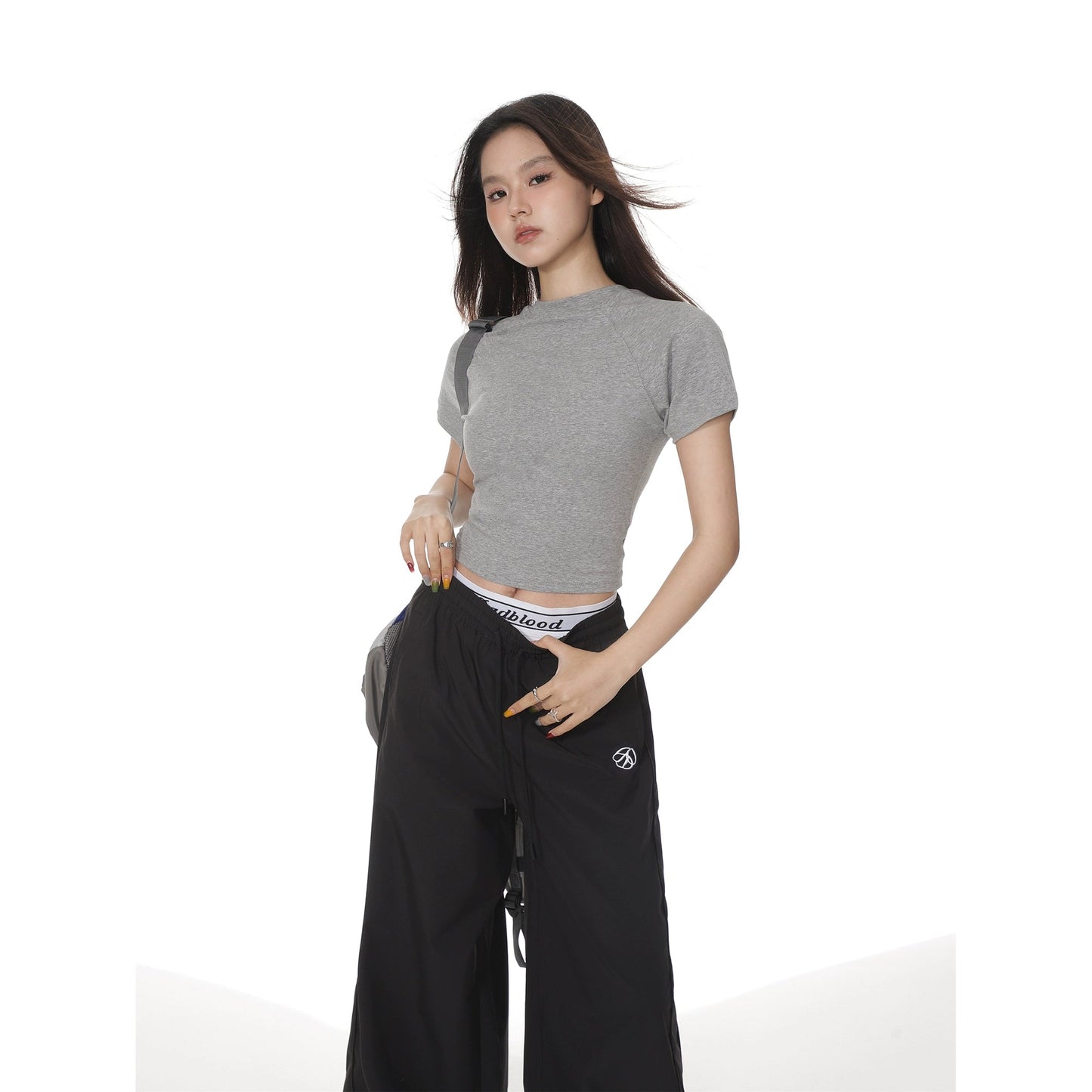 Round Neck Color Fitted Short-sleeve T-shirt