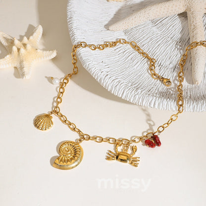 Lillia Golden Nautical Charm Necklace