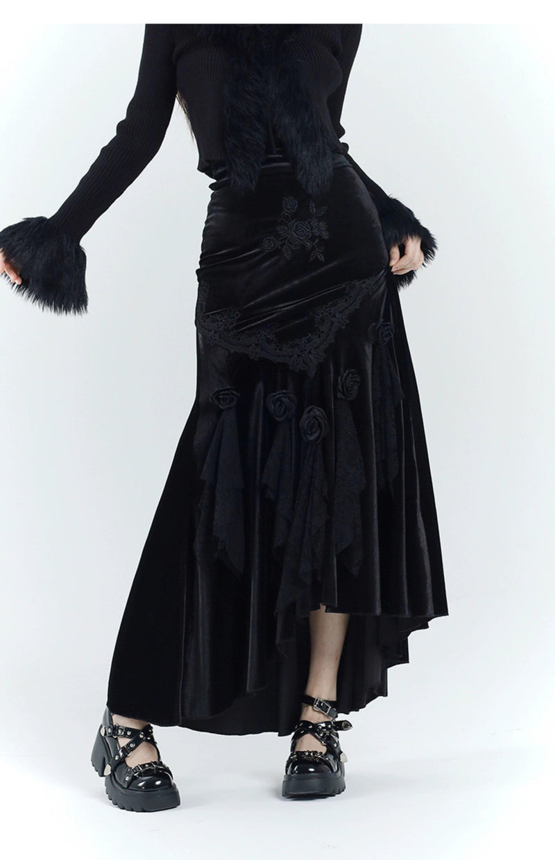 Ladyghost Gothic Velvet Maxi Dress