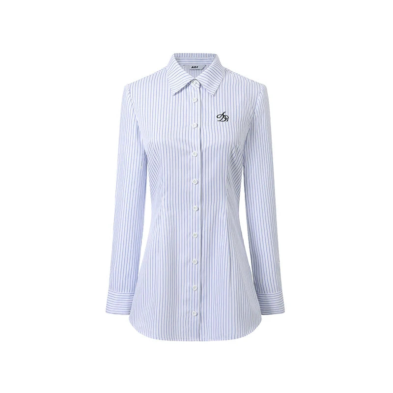 Classic Striped Button-down Shirt - Long Sleeve Fitted Collared Blouse