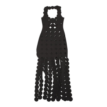 Summer Clothing Sleeveless Hollow Out Cutout High Waist Slim Slimming Maxi Dress