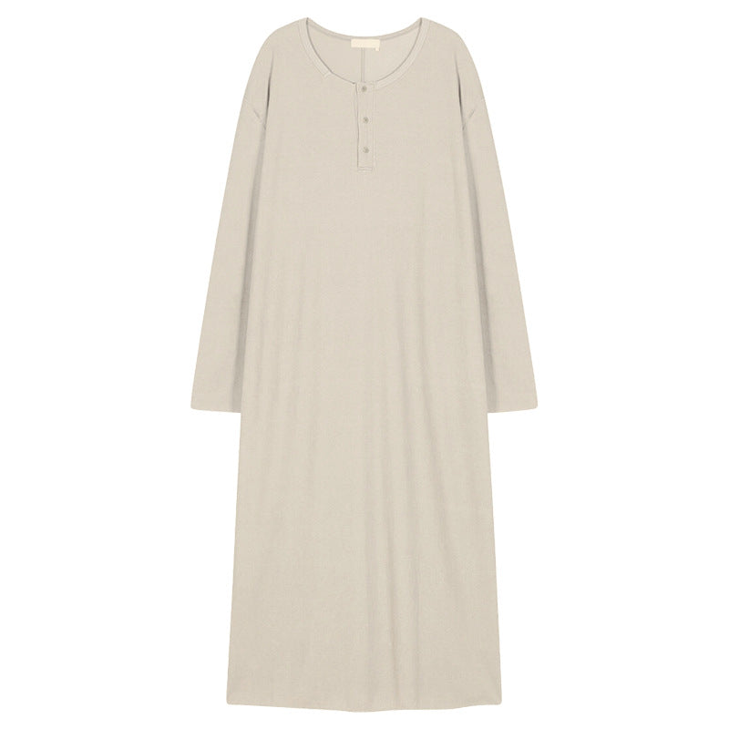 Autumn Long Sleeve Dress Niche Design Loose Artistic Knitted Maxi Dress