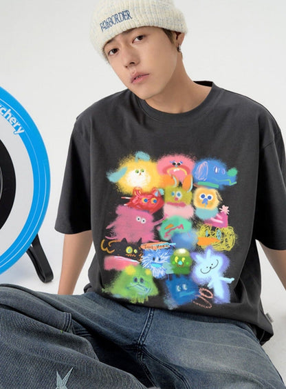 Inkjet Color Graffiti Print T-shirt