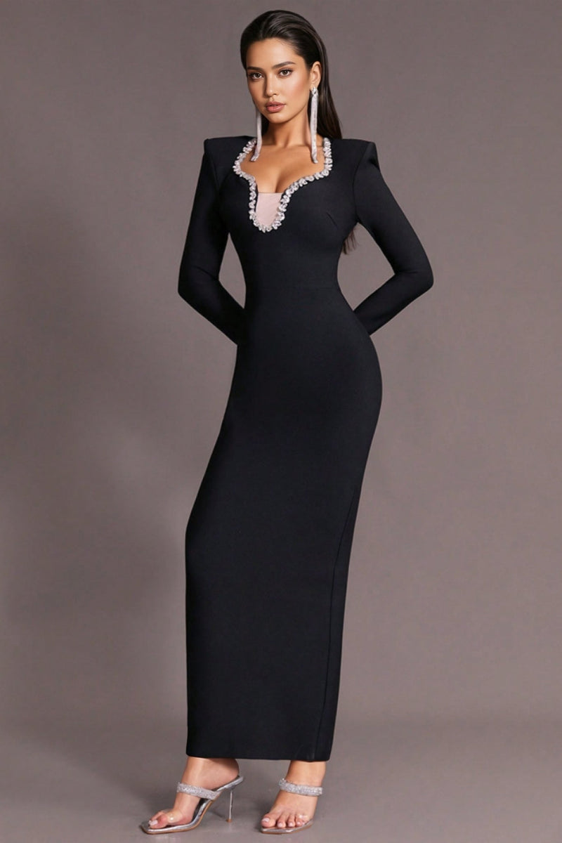 Miamor Diamante Stretch Maxi Dress