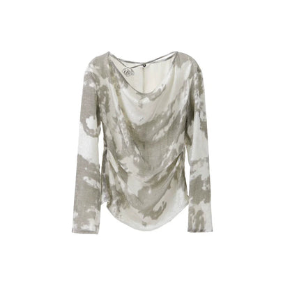 Silvery-white Satin/silk Blouse