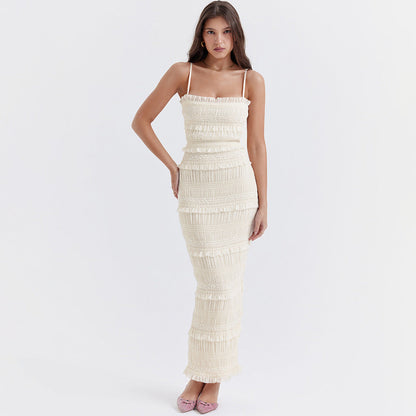 Dress High Elastic Sequin Lace Slim Fit Backless Maxi Dress Cami Dress Summer
