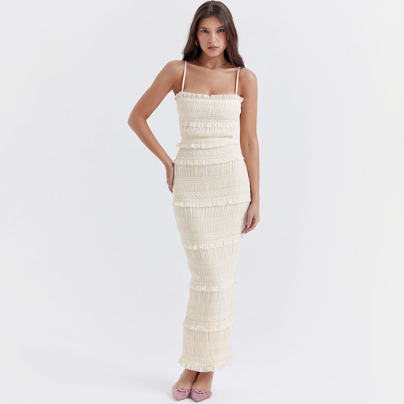 Dress High Elastic Sequin Lace Slim Fit Backless Maxi Dress Cami Dress Summer