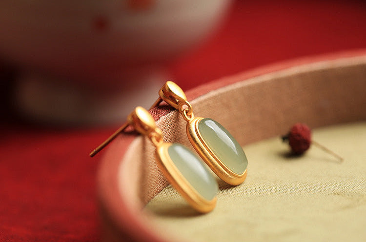 Jade Elegance Silver Drop Earrings