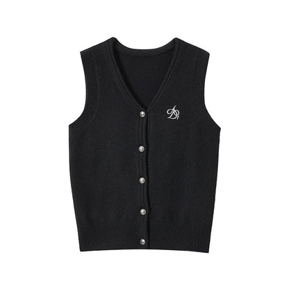 Classic Sweater Vest - Button-front Knit Sleeveless Cardigan