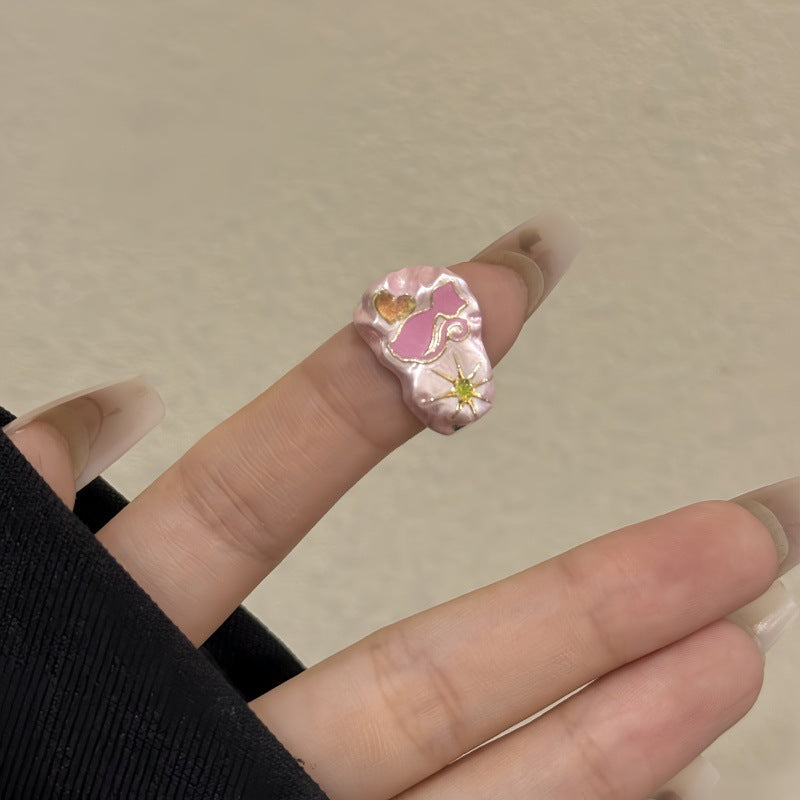 Zendaya Cat Bowknot Enamel Ring