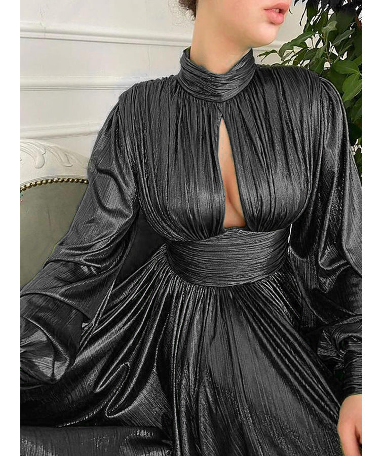 Spring Summer Popular Color Tight Waist Halter Large Swing Avocado Green Dress Maxi Dress for