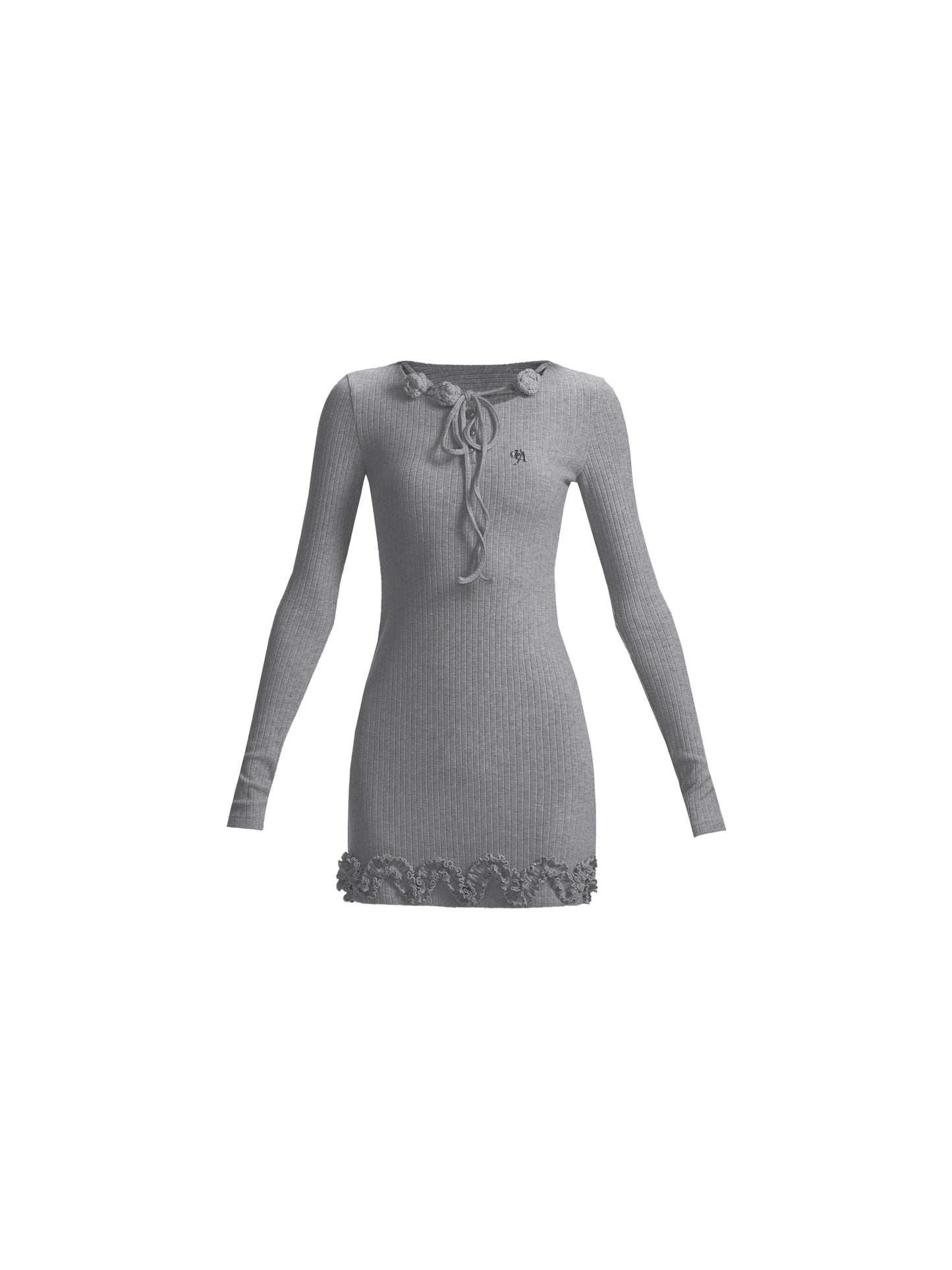 Ribbed Ruffle Mini Dress