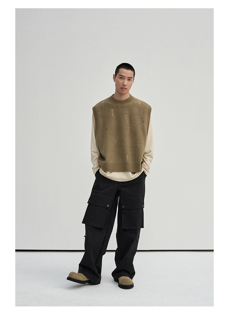Irregular Distressed Open-knit Cardigan/vest