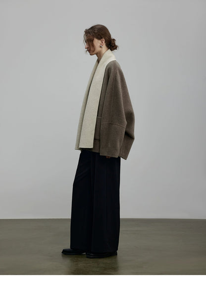 Two-tone Reversible Wool Cardigan
