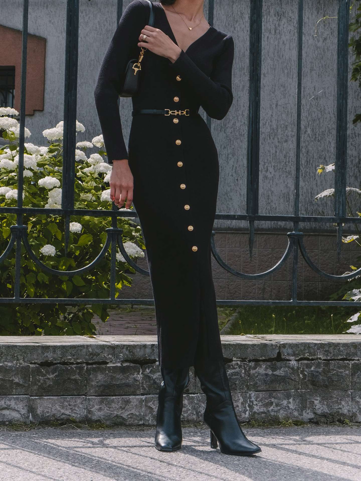 Autumn Winter Long Sleeve Knitted Dress Button Split Russia Hip Wrapped Sweater Cardigan Dress No Belt