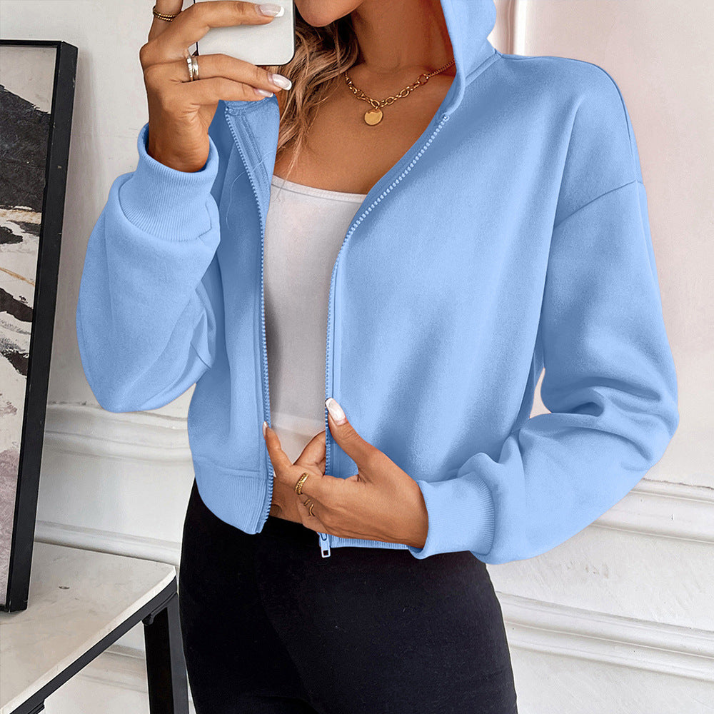 Clothing Short Zipper Hooded Cardigan Hoodie