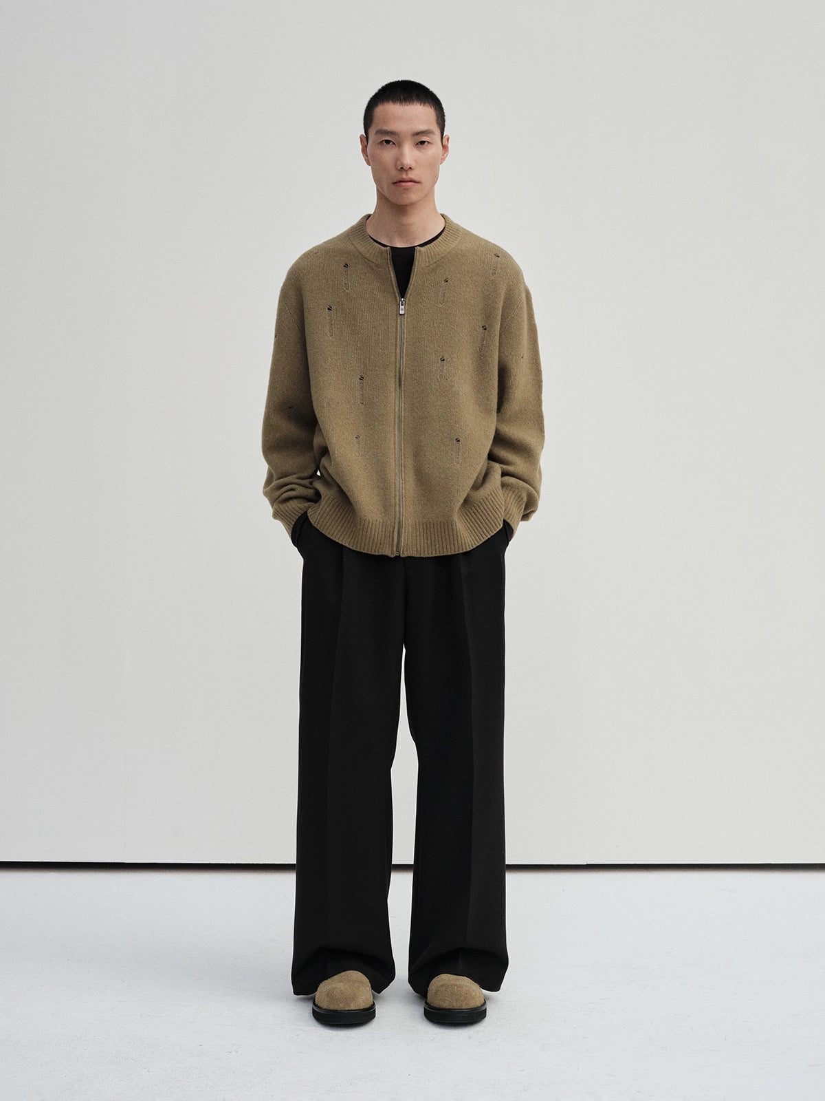Irregular Distressed Open-knit Cardigan/vest