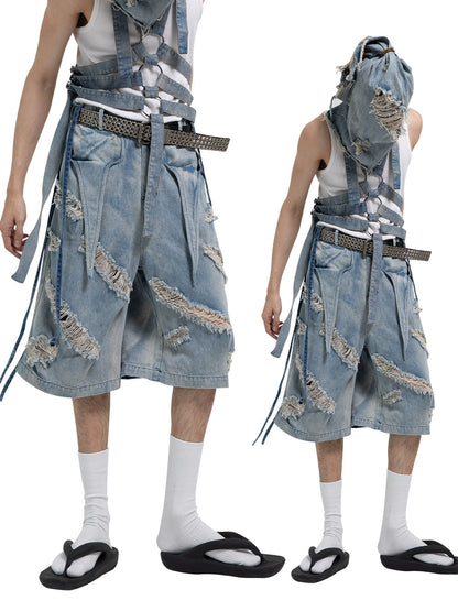 Dnd4des Distressed Denim Bermuda Shorts