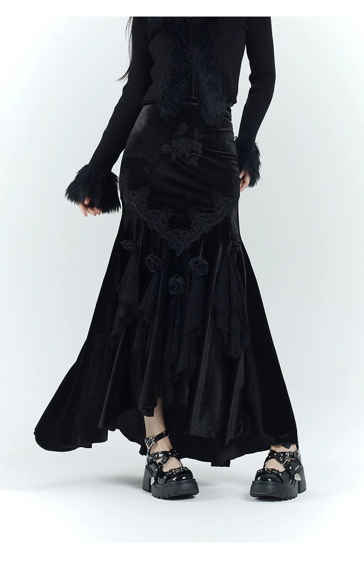 Ladyghost Gothic Velvet Maxi Dress