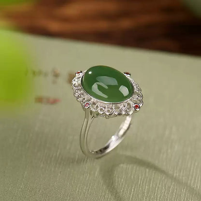 Imperial Jade Blossom Sterling Silver Gold-plated Ring