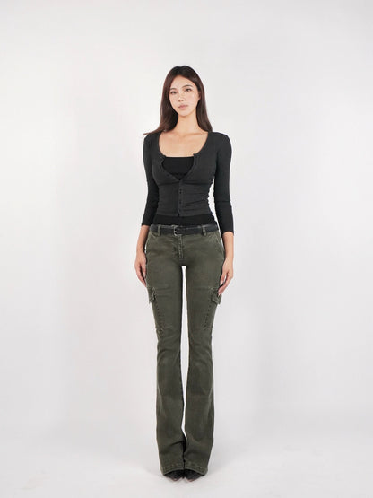 Knit Cropped Long-sleeve Cardigan