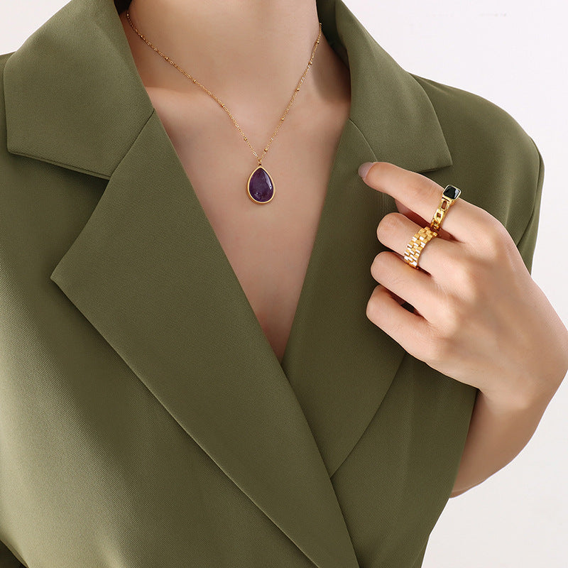 Izzabella Natural Stone Pendant Necklace