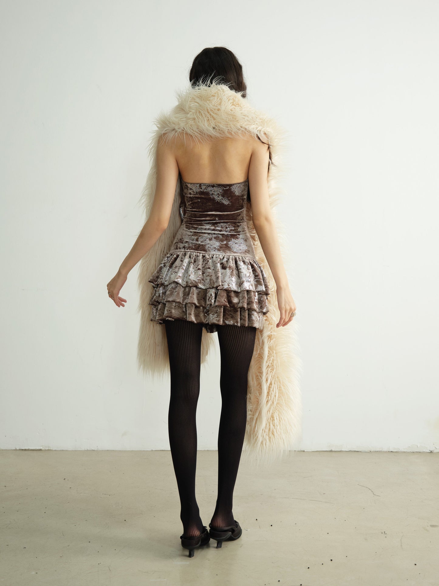 Velvet Ruffle Tank Mini Dress