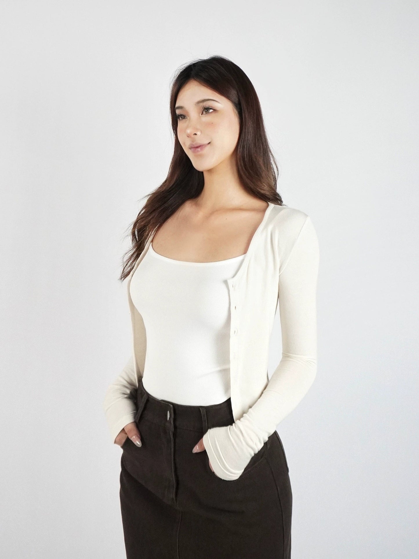 Knit Cropped Long-sleeve Cardigan