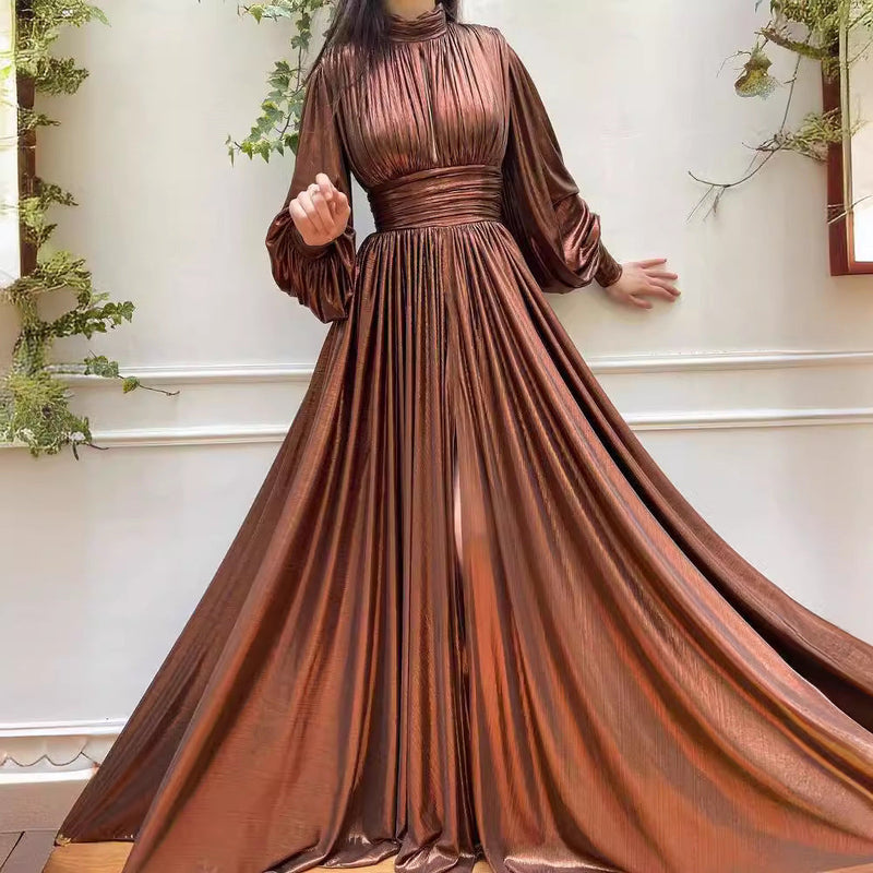 Spring Summer Popular Color Tight Waist Halter Large Swing Avocado Green Dress Maxi Dress for