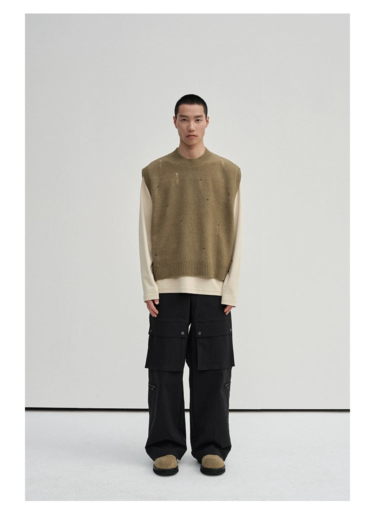 Irregular Distressed Open-knit Cardigan/vest