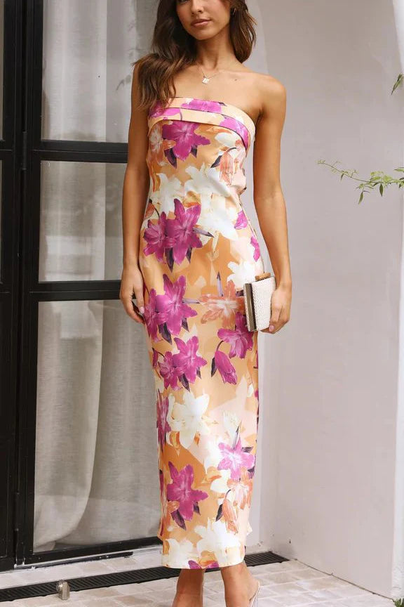 Miya Maxi Dress - Orange/pink Print