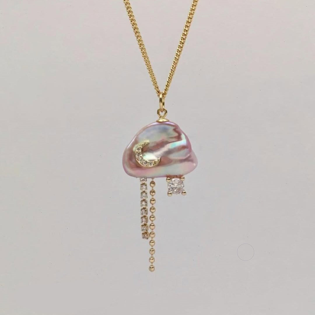 Alizae Pearl Moon Star Necklace