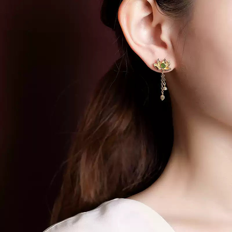 Lotus Jade Dangle Earrings