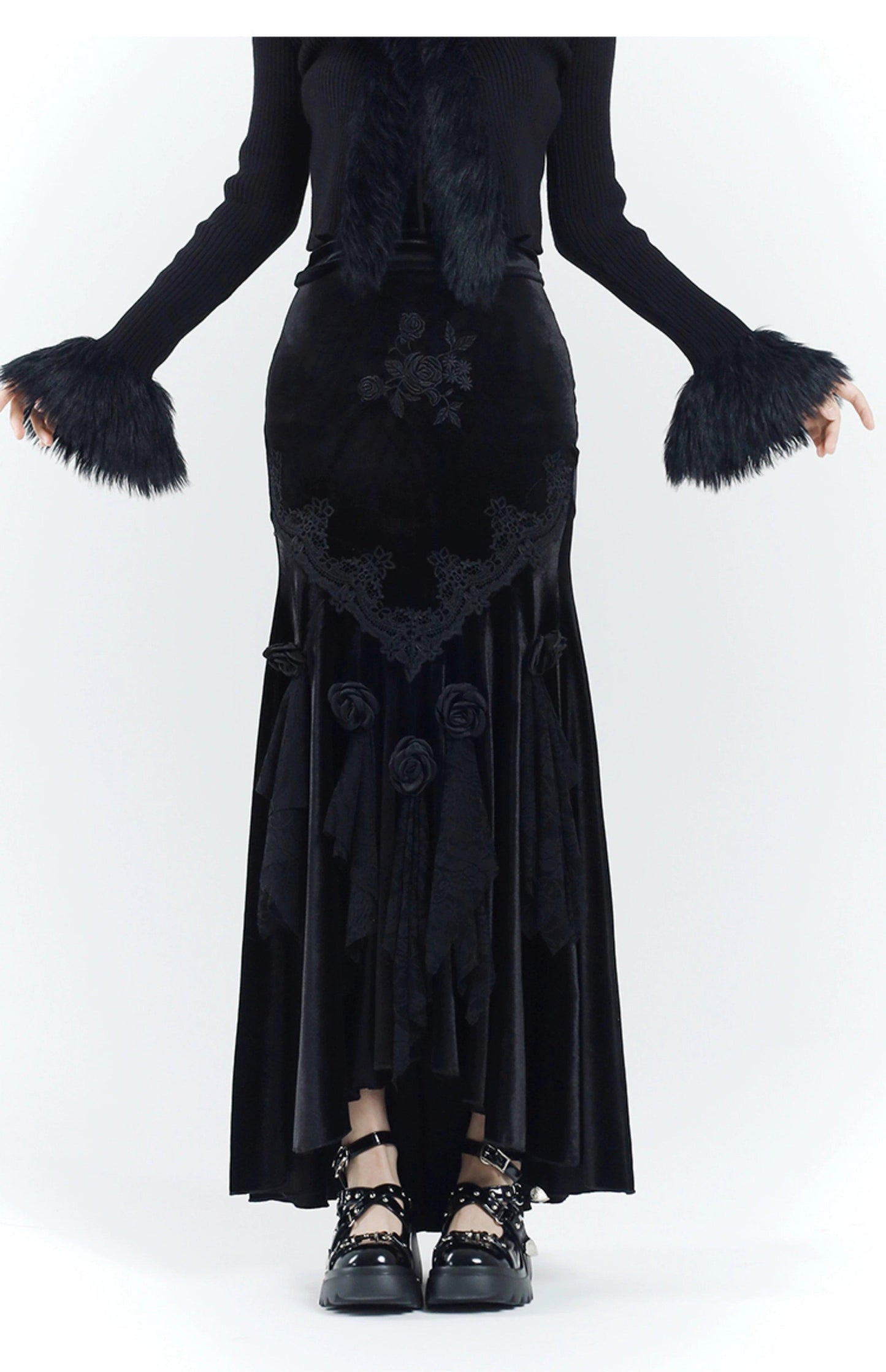 Ladyghost Gothic Velvet Maxi Dress