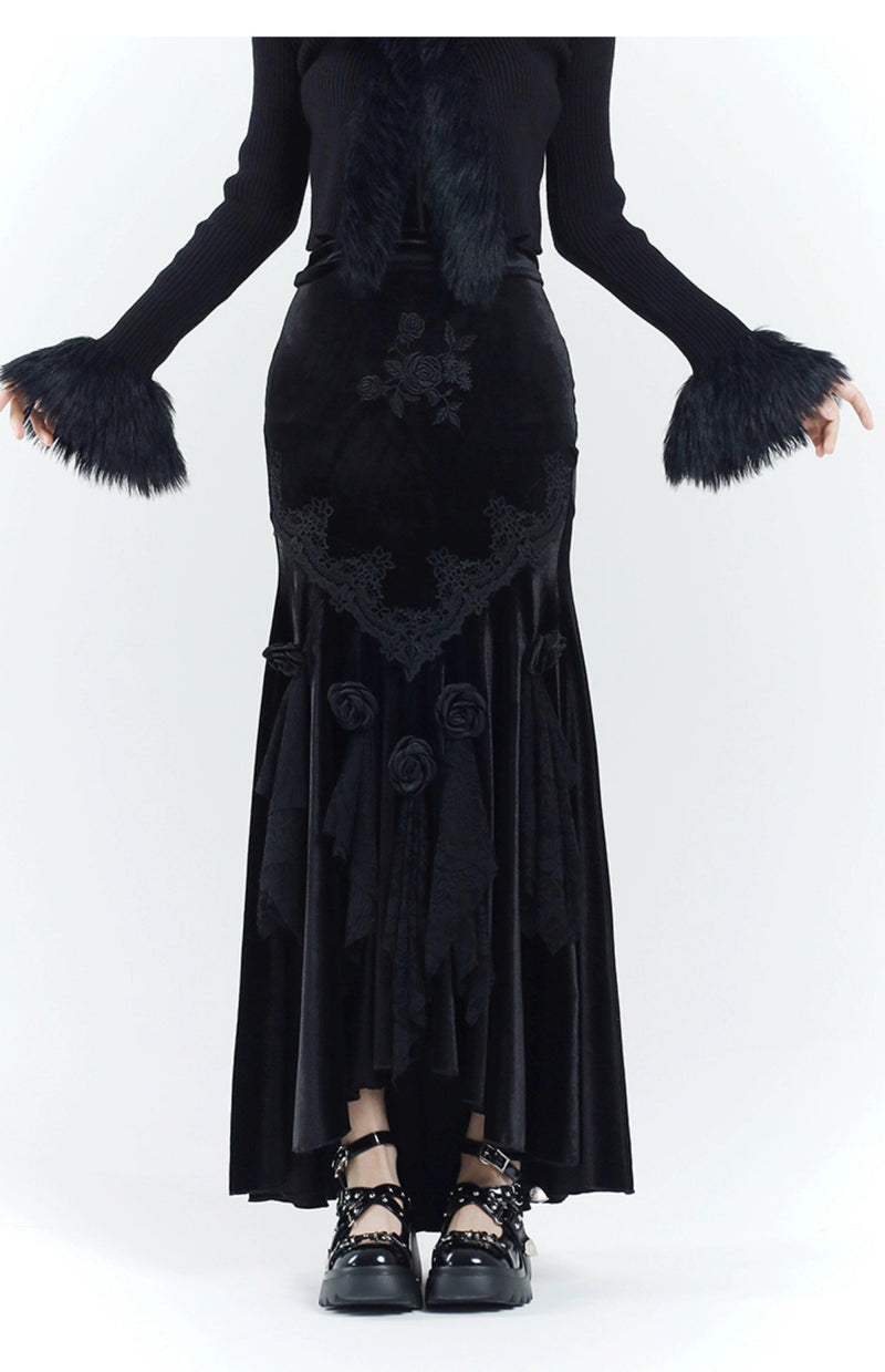 Ladyghost Gothic Velvet Maxi Dress