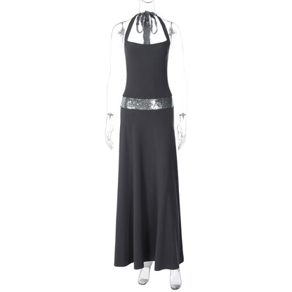 Eleanor Sequin Halter Maxi Dress