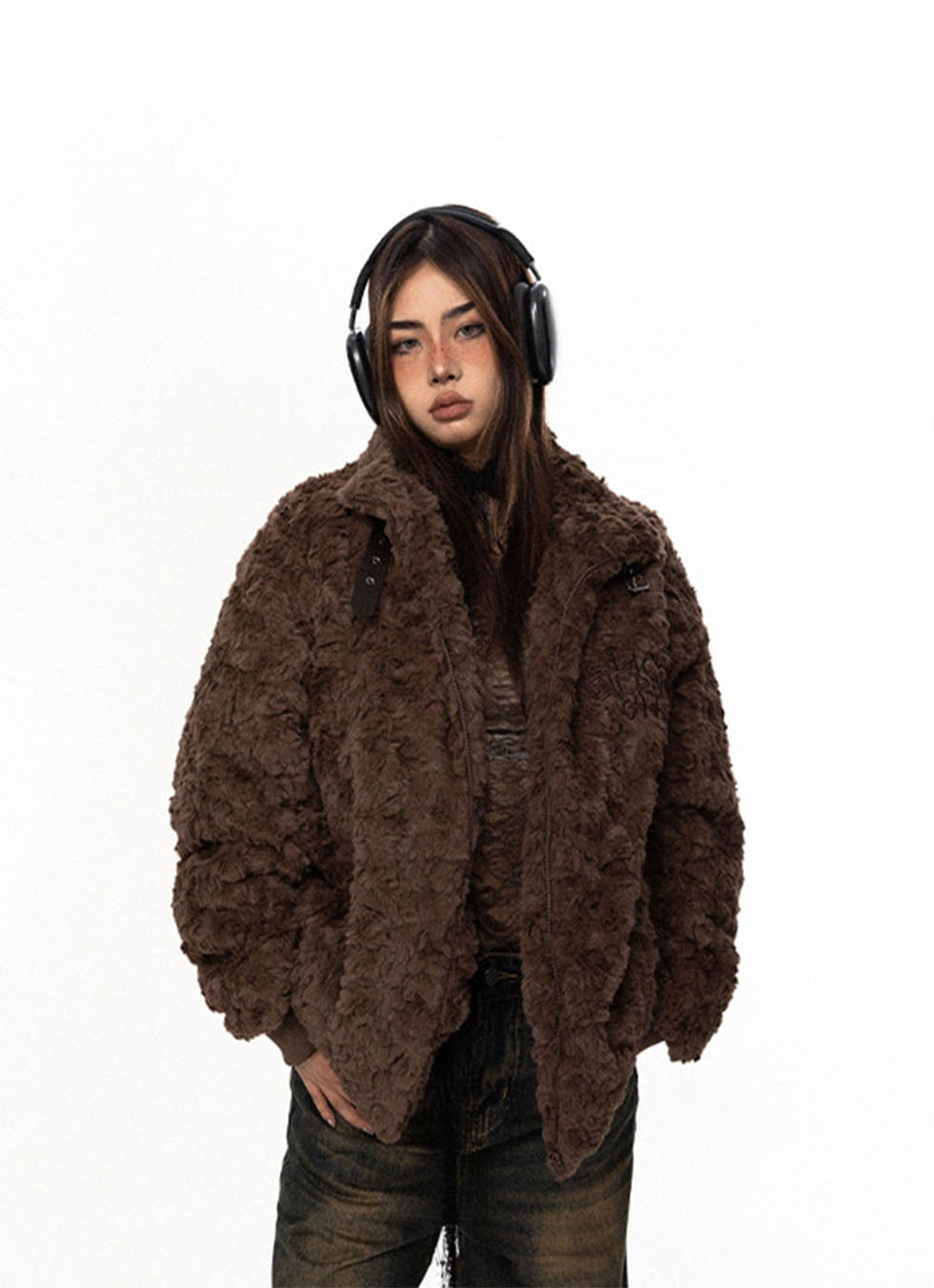 American Retro Fleece Strap Cotton Coat