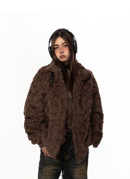 American Retro Fleece Strap Cotton Coat