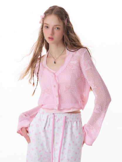 Open Knit Cropped Cardigan