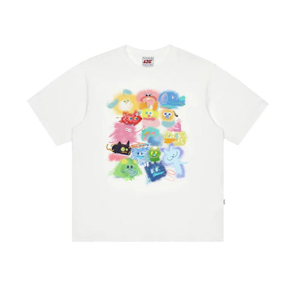 T-shirt With Gradient Cartoon Print